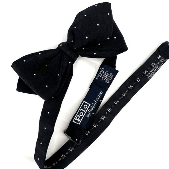 Polo by Ralph Lauren Other - Polo Ralph Lauren Men's Silk Dotted Adjustable Made In USA Bow Tie Black White